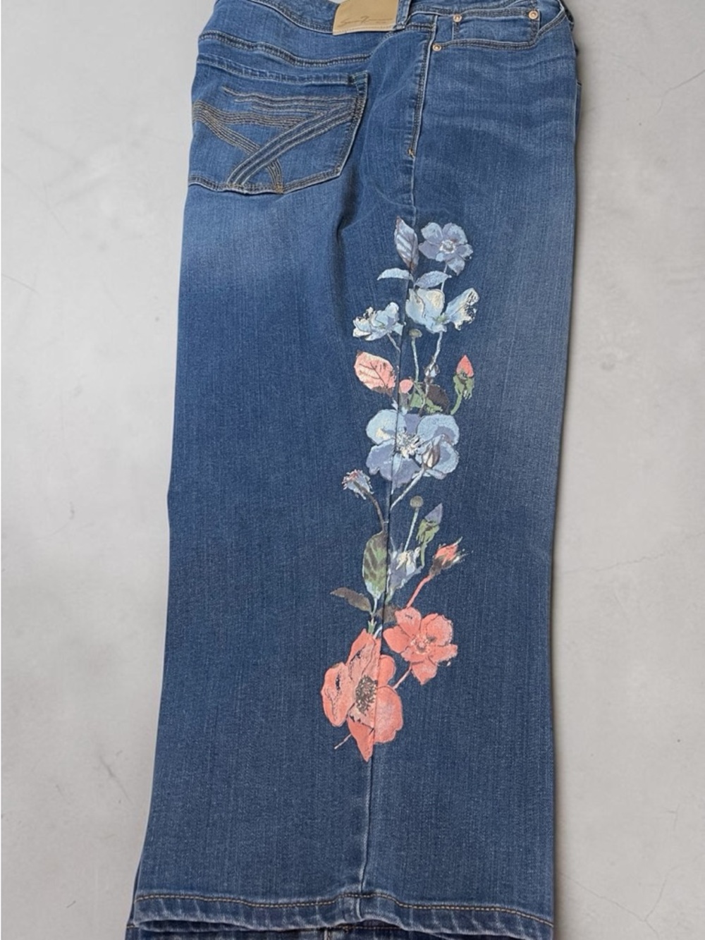 Denim Capri Jeans with Floral design by Seven7